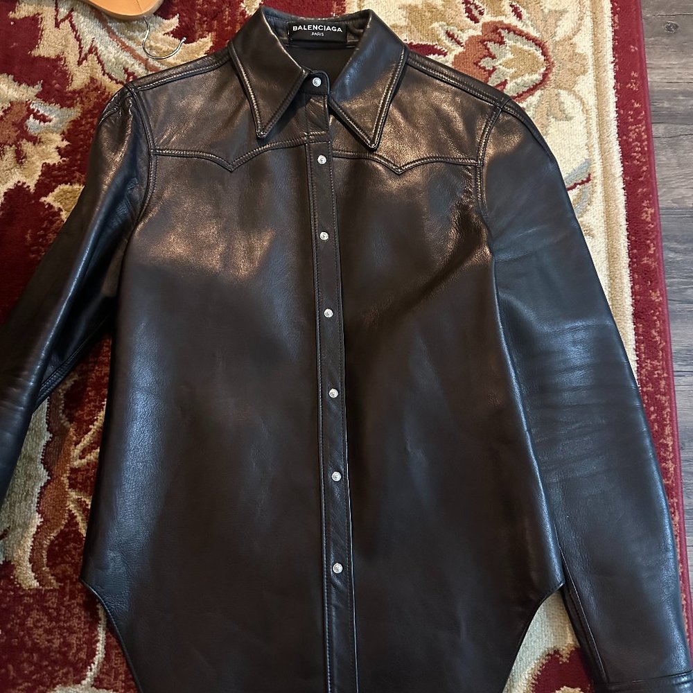 Balenciaga Leather Western Shirt
